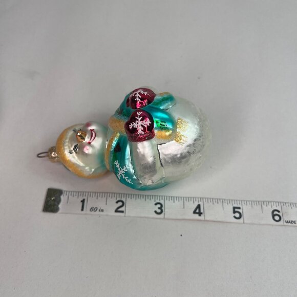 VTG 1998 Christopher Radko Jolly Wrap Jr Ornament Blown Glass Snowman Mittens - Picture 6 of 7